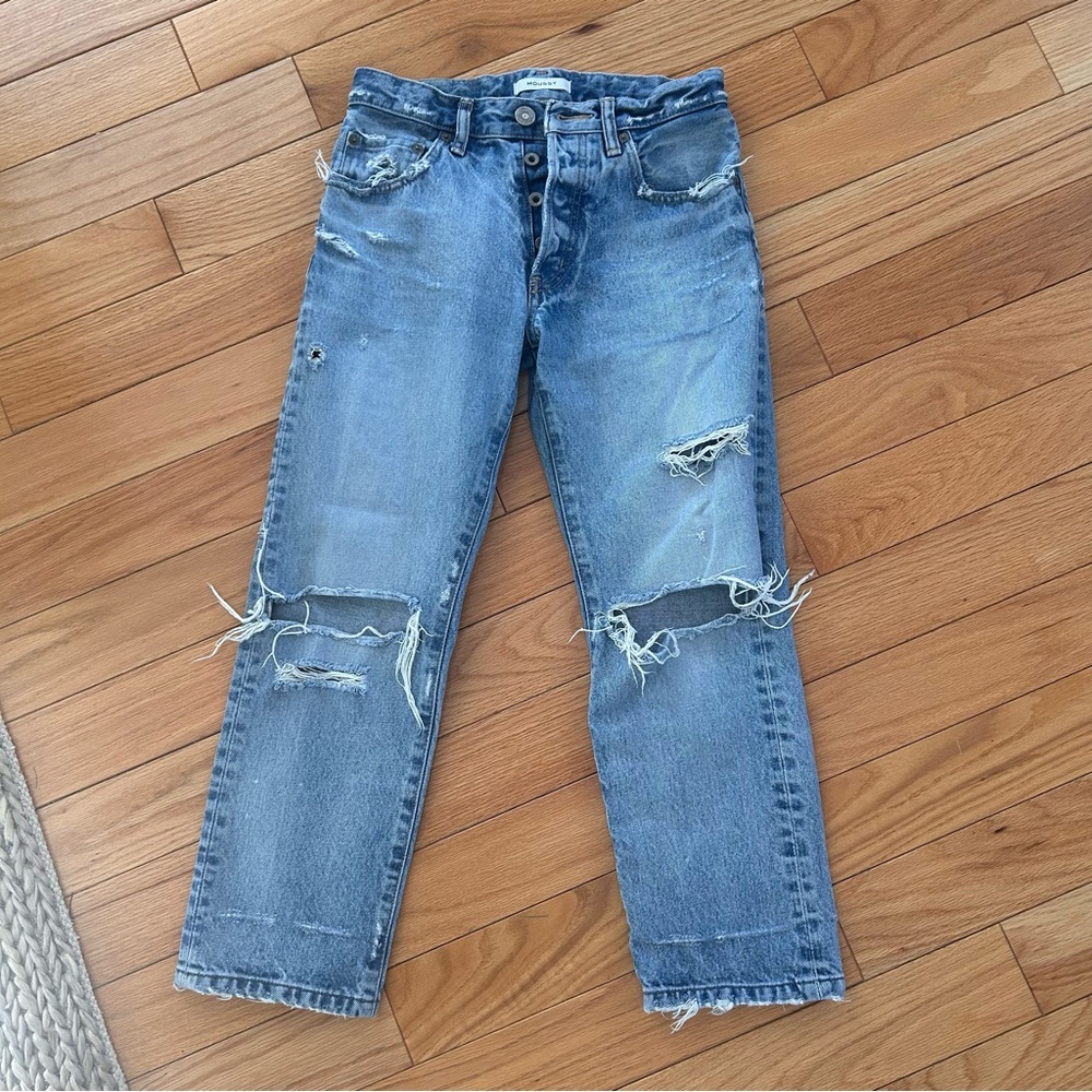 Moussy Kick Ankle Crop Button Fly Jean